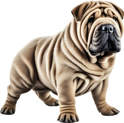 Obraz premium Sharpei dog, known for deep wrinkles and blue-black tongue. 
