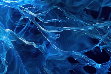Obraz premium Ethereal blue abstract network with futuristic technology and modern design, creating a vibrant and colorful digital backdrop pattern for communication and internet connectivity