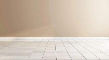  clean, minimalist floor and wall background with white tiles and a neutral wall for a sleek promotion ad.