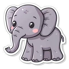 Fototapeta premium Cute Cartoon Elephant With Big Eyes Sticker generated with AI