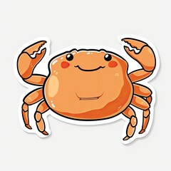 Fototapeta premium Cute Cartoon Crab Sticker with Smiling Face generated with AI