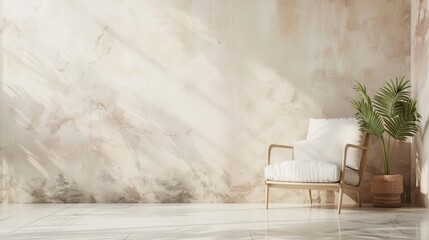serene floor and wall background with soft, muted colors and minimalist decor for a calm and soothing promotion ad.