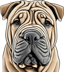 Obraz premium Sharpei dog, known for deep wrinkles and blue-black tongue. 