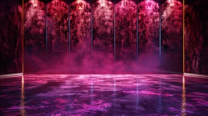  glamorous floor and wall background with glossy, reflective floors and luxurious, velvet walls for a high-end promotion ad.