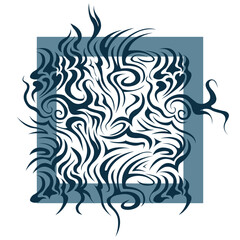 vector hand-drawn illustration in an abstract style in dark blue tones, to decorate your designs and interiors
