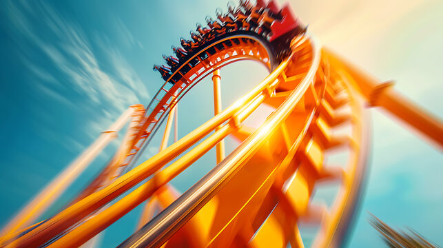 Exhilarating Motion Blur: Capturing the Thrill of Roller Coasters at Amusement Parks
