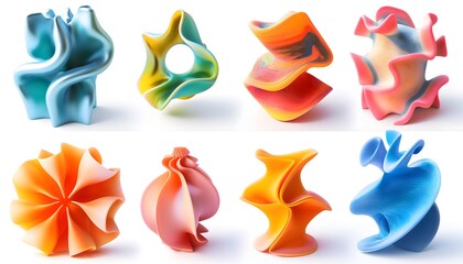 Obraz premium 3d printed colorful abstract shapes, various forms and sizes on white background