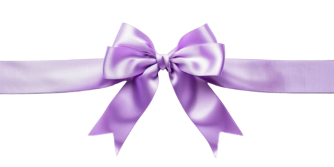 Purple color satin ribbons and bow isolate on transparent png. Holiday Edition, Ribbon decorative shiny.
