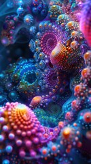 Fototapeta premium Vibrant abstract fractal art featuring vivid colors and intricate patterns, perfect for backgrounds and digital designs.