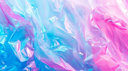 Abstract Pastel Holographic Plastic Texture in Blue and Pink Gradient