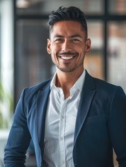 Fototapeta premium Man in Blue Jacket and White Shirt