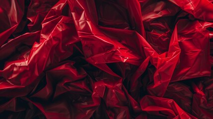 Abstract Crumpled Red Plastic Texture Background for Modern Design