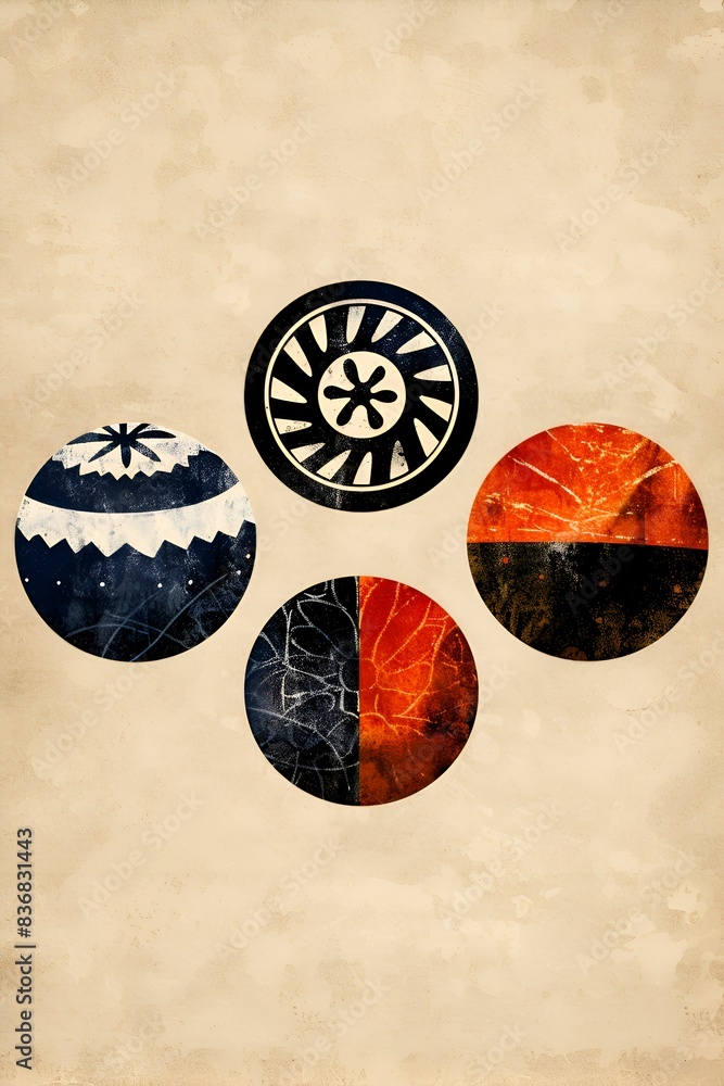 Poster four different colored circles are shown on a white background. the circles are of different sizes a