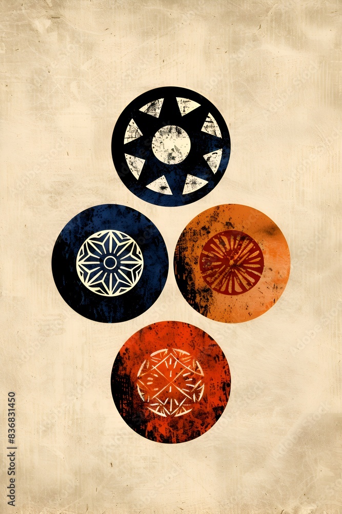 Poster four different colored circles are shown on a white background. the circles are of different sizes a