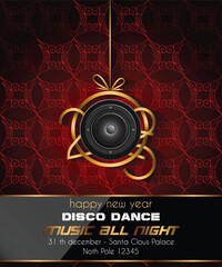 Obraz premium 2025 Happy New Year disco club flyer with colorful elements. Ideal for poster and music background.