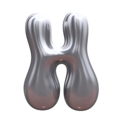 Glossy holographic 3D balloon bubble letter H
