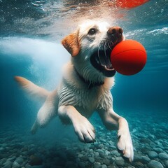 dog, animal, pet, water, retriever, sea, labrador, golden retriever, beach, golden, canine, wet,...