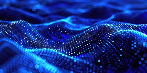 Blue Fabric with Dots Close Up