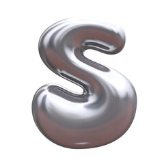 Glossy holographic 3D balloon bubble letter S