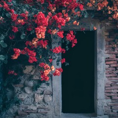 door and flowers