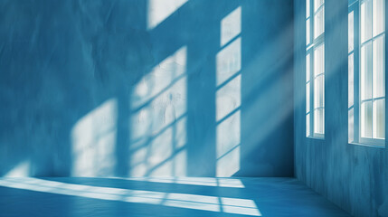 Obraz premium blue empty room with window and light shining through 