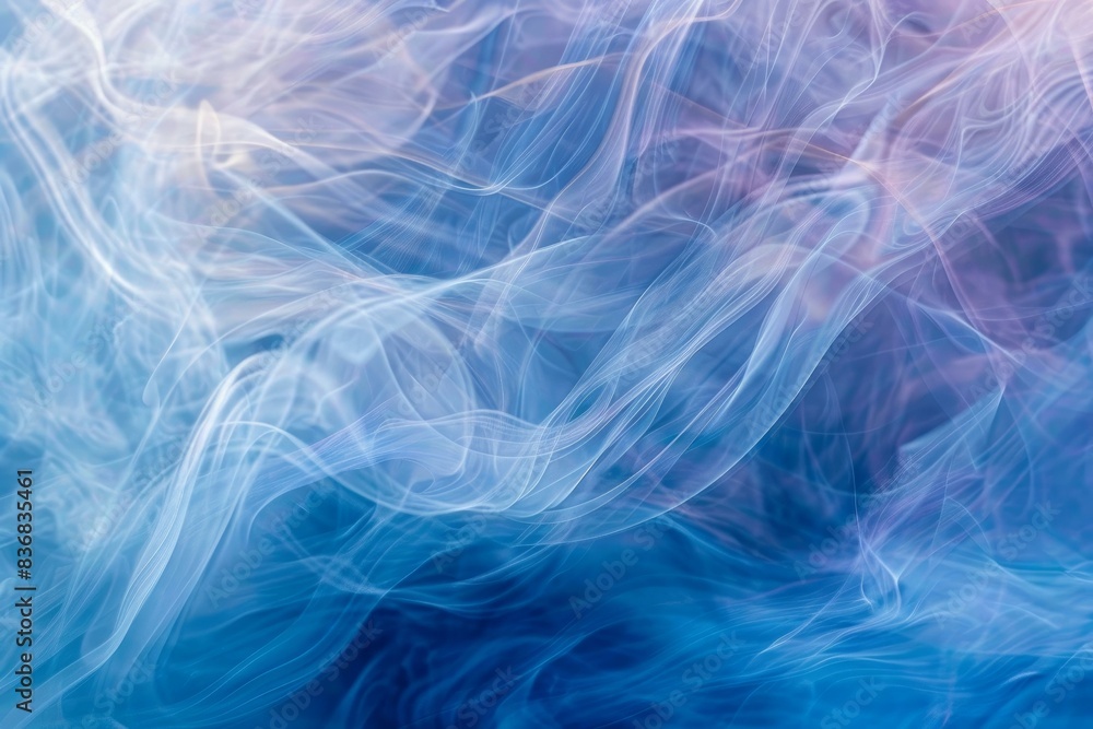Poster ethereal and artistic abstract smoke waves background with a soft. swirling. and elegant blue and wh