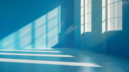 Obraz premium abstract architecture background blut room with light shining through the window 