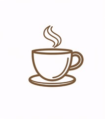 Minimalist Coffee Cup Vector Logo in Brown Line Art Style on White Background