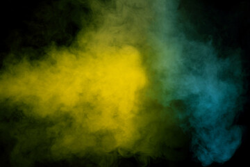 Yellow steam on a black background.
