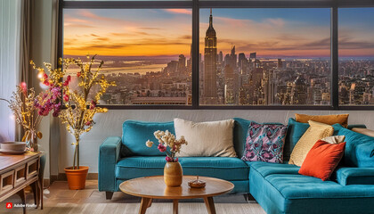 Title: A picture of a room with modern and beautiful decoration. With a beautiful background.