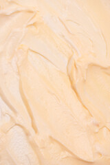 White whipped cream texture. Top view.