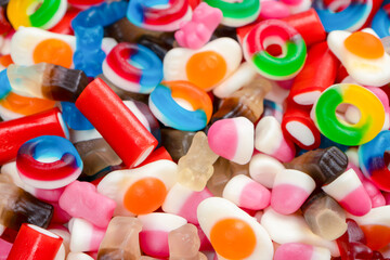 Tasty mix of jelly colorful candies.