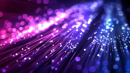 Fototapeta premium Abstract purple and blue background with fiber optic lines 