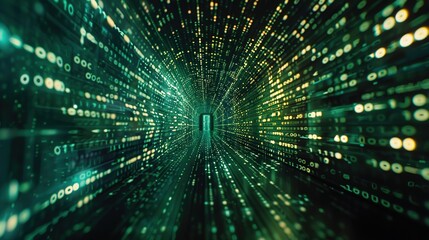 Fototapeta premium Holographic projections of binary code hovering in a digital realm, portraying the essence of cybernetic evolution. 