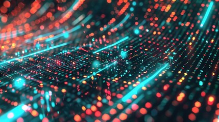 Holographic projections of binary code hovering in a digital realm, portraying the essence of cybernetic evolution.  