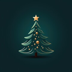 Obraz premium A Christmas Tree With a Star on Top