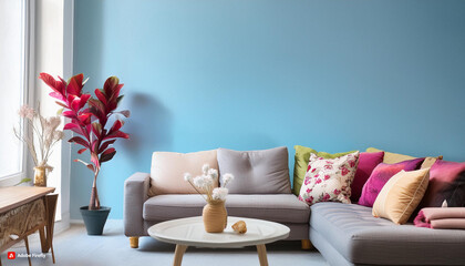  A picture of a room with modern and beautiful decoration. With a beautiful background.