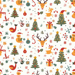 Naklejka premium illustration of Christmas seamless patterns with whith santa hat