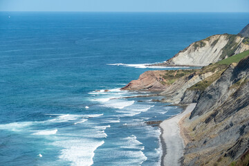 beach and coastline in Bilbao, Spain at Bakio