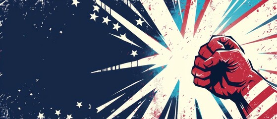 Powerful Fist with Patriotic Explosion.