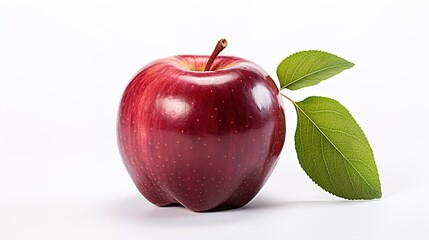 red apple with leaf