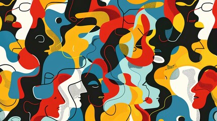 Abstract background with doodle shapes and forms, Colorful cartoon pattern for fabric or textile print, wallpaper or cover. Modern artistic pattern of abstract shapes and figures