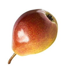 Fresh ripe Pear falling in the air, isolated on white background. Food levitation or zero gravity...