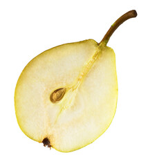 Fresh ripe Pear falling in the air, isolated on white background. Food levitation or zero gravity concept. High resolution image