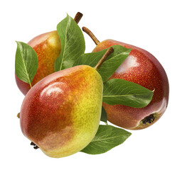 Fresh ripe Pear falling in the air, isolated on white background. Food levitation or zero gravity...