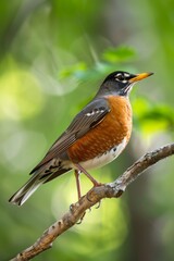 Fototapeta premium Majestic Bird Perched on Branch with Blurred Forest Background for Copy Space