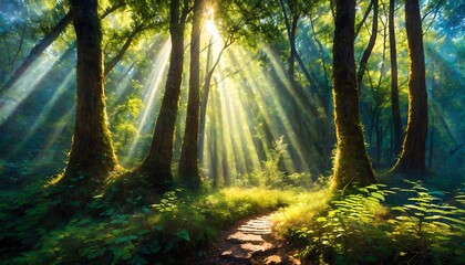 Fototapeta premium sun rays in the forest