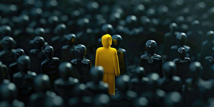 Man stands out in black crowd