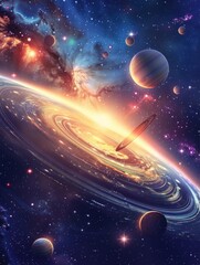 Fototapeta premium Planets and Clock
