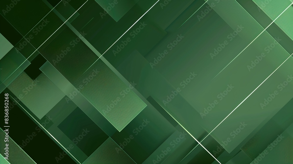 Poster green gradient background with geometric shapes creating a sense of depth and dimension.